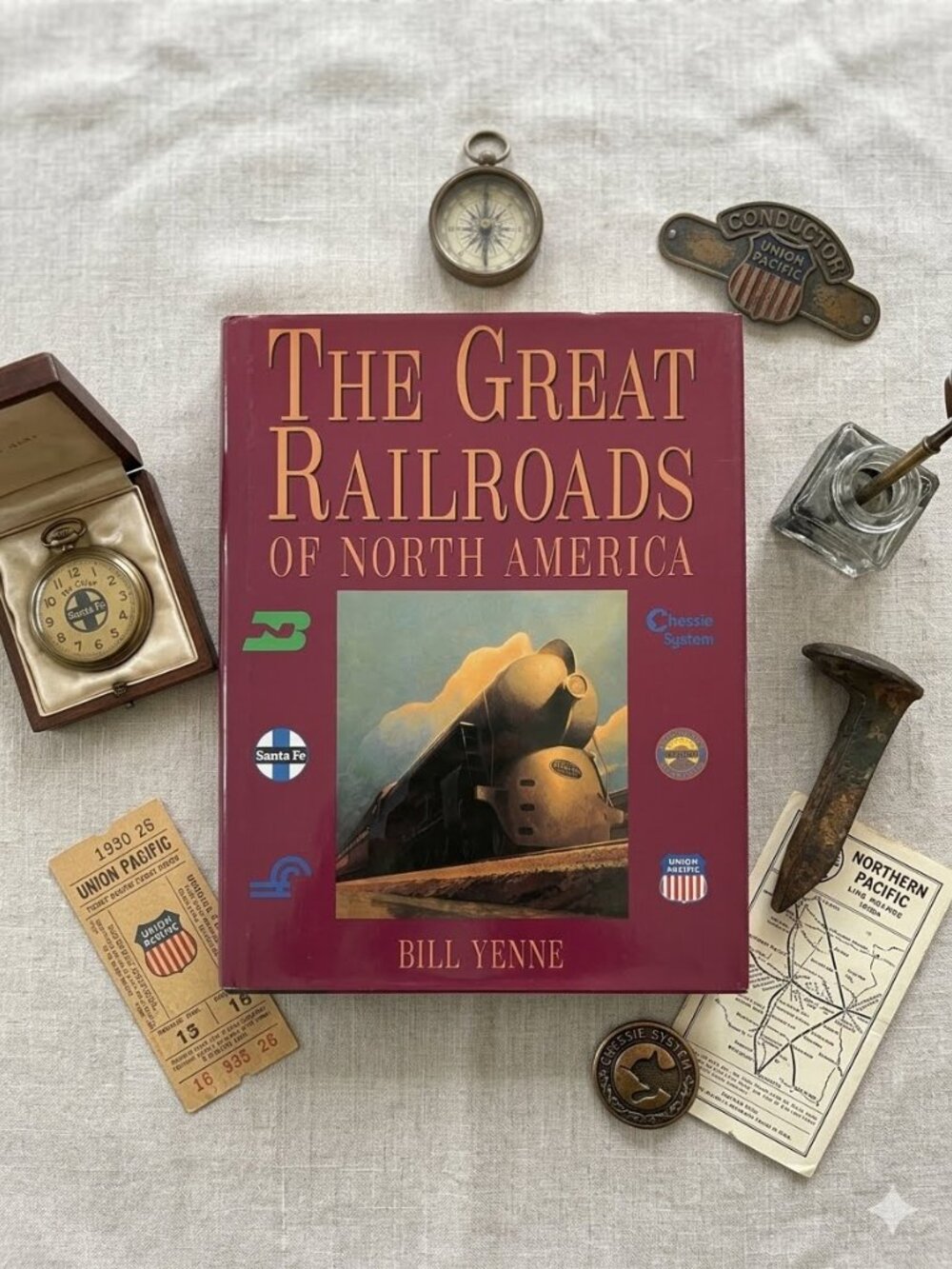 Vintage The Great Railroads of North America Hardcover Book by Bill Yenne EUC